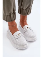 Dámske kožené mokasíny na platforme, biele S.Barski Dámske kožené mokasíny na platforme, biele S.Barski