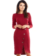 Denní dámské šaty model 18335932 bordó - awama Denní dámské šaty model 18335932 bordó - awama