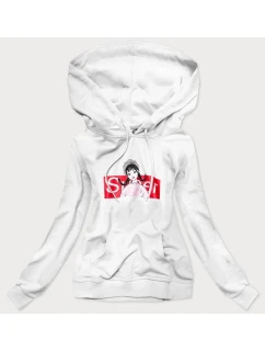 Bílá dámská sportovní mikina s kapucí model 15414637 - Ambitionfly