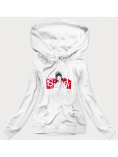 Biela dámska športová mikina s kapucňou (N4596)