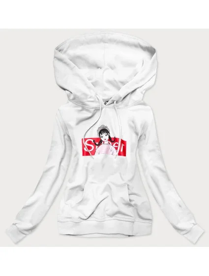 Biela dámska športová mikina s kapucňou (N4596)