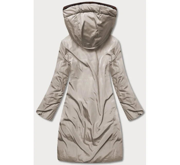 Dlhá obojstranná zimná bunda hnedá/kapučíno (l22-9852-300/62) Dlhá obojstranná zimná bunda hnedá/kapučíno (l22-9852-300/62)