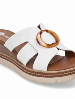 Dámske biele kožené žabky Remonte D2L52-80