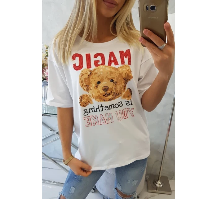 Kúzelná blúzka s potlačou biela