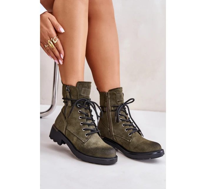 Wysokie Botki Workery Z Suwakami Zielone Maisa Wysokie Botki Workery Z Suwakami Zielone Maisa