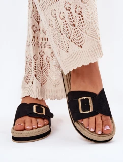 Dámské Sandały Na Platformě Se Zlatou Přezkou Černé model 21702342 - Boto