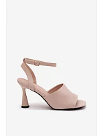 Dámské sandály na podpatku Vinceza 62297 Béžové