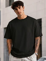 Pánske základné bavlnené oversize čierne tričko FashionStreet RX5682