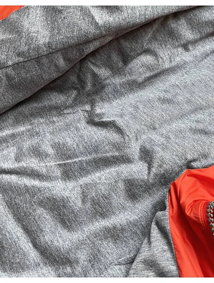 Oranžová dámská bunda s kapucí model 16143347 - LHD Oranžová dámská bunda s kapucí model 16143347 - LHD