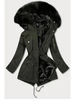 Dámska zimná bunda s kapucňou khaki (b531-11)