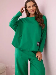 Bavlnená mikina nohavice set zelená