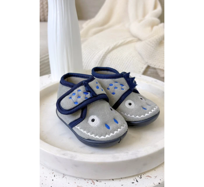 Dětské pantofle na suchý zip šedé Jeselle