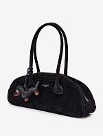Kabelka Baguette Suede Pendant Dachshund Black Annette
