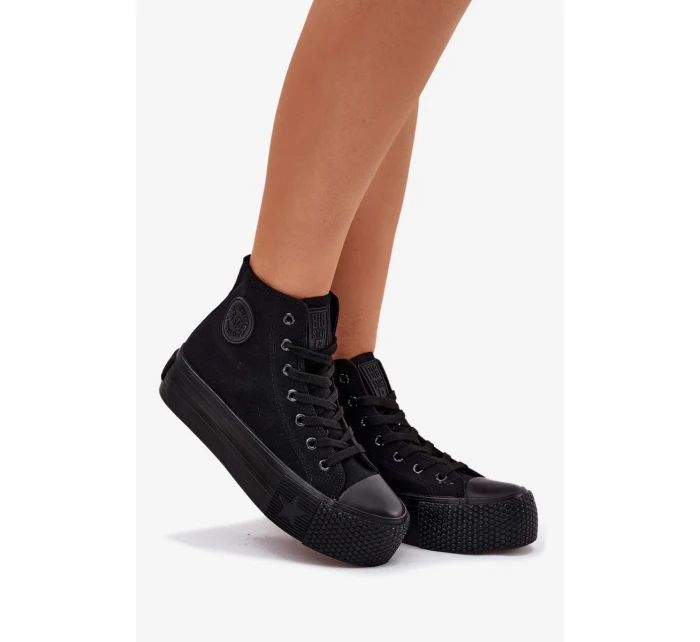 Dámske plátenné tenisky na platforme Big Star - čierne Dámske plátenné tenisky na platforme Big Star - čierne