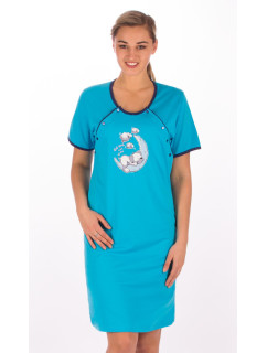Dámska nočná košeľa materská s krátkym rukávom Šteňa na mesiaci