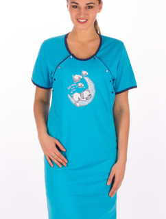 Dámska nočná košeľa materská s krátkym rukávom Šteňa na mesiaci