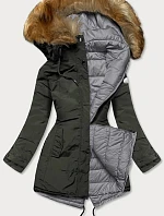 Dámska obojstranná zimná bunda army-grey (m-21508)