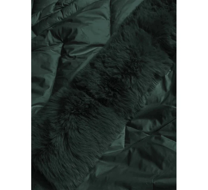 Dámska dlhá prešívaná zimná bunda tmavozelená (fm11-4)