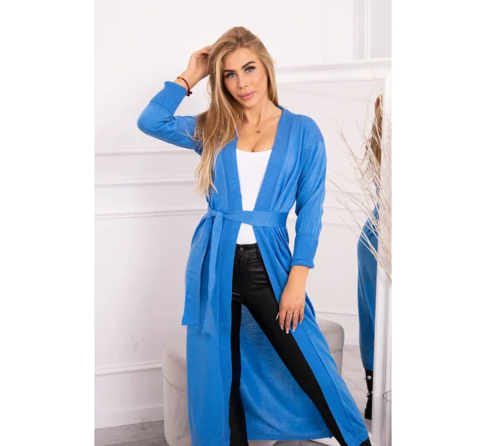 Sweter długi kardigan wiązany w talii jeansowy Sweter długi kardigan wiązany w talii jeansowy