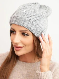 Dámská zimní čepice s vlnou volného střihu model 21783001 šedá - K-Fashion