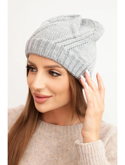 Dámska zimná vlnená čiapka K442 sivá Dámska zimná vlnená čiapka K442 sivá