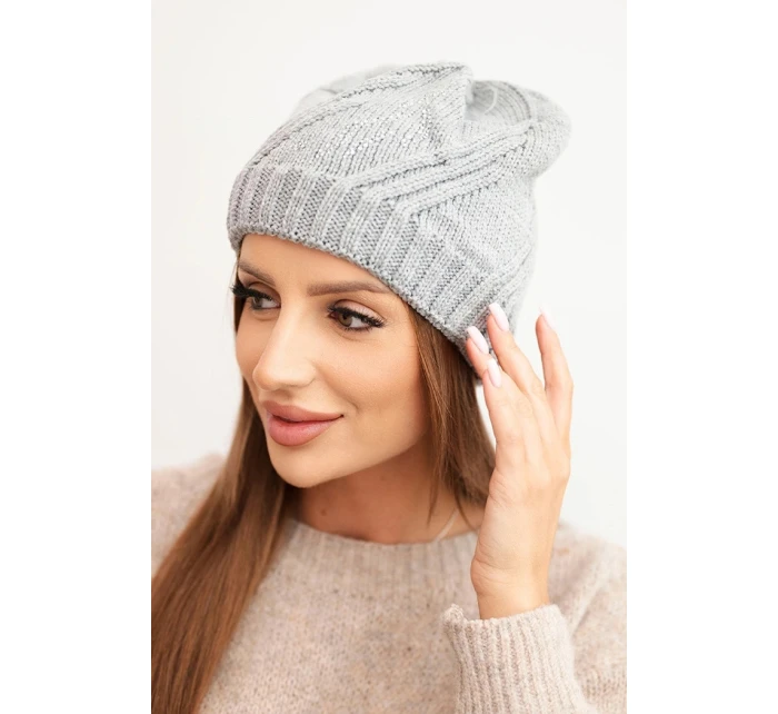 Dámska zimná vlnená čiapka K442 sivá Dámska zimná vlnená čiapka K442 sivá