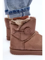 Ocieplane Damskie Śniegowce Z Ozdobą Ciemnobeżowe Siriol