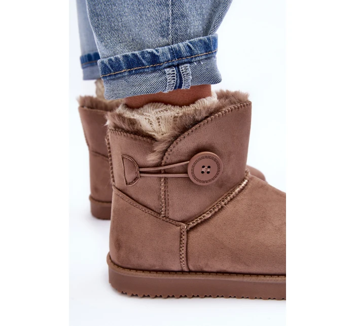 Ocieplane Damskie Śniegowce Z Ozdobą Ciemnobeżowe Siriol