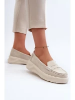Dámské Semišové Mokasíny Světle Béžové model 21662058 - EVENTO