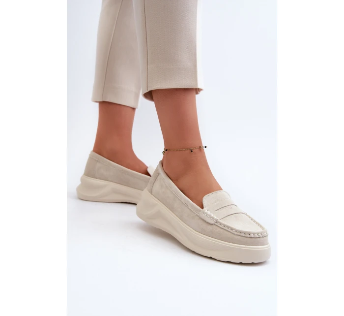 Dámské Semišové Mokasíny Světle Béžové model 21662058 - EVENTO