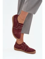 Skórzane Półbuty Damskie Z Przeszyciami Artiker 57C2111 Bordowe