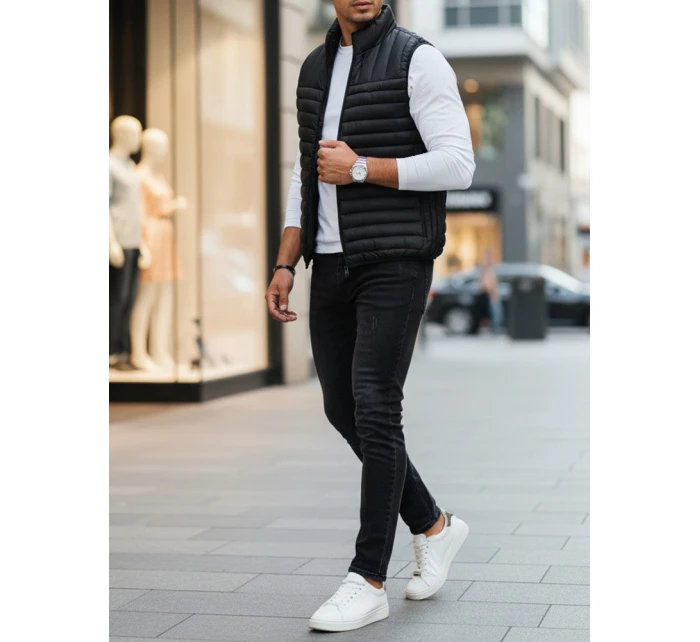 Pánská prošívaná vesta černá model 21991586 - Dstreet Pánská prošívaná vesta černá model 21991586 - Dstreet