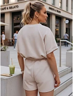 Dámsky letný set s motýľom z mäkkej viskózy v béžovej farbe FashionStreet AY1191 Dámsky letný set s motýľom z mäkkej viskózy v béžovej farbe FashionStreet AY1191