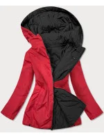 Tmavo modro-červená obojstranná dámska prešívaná bunda (MHM-W589)