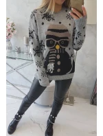 Vianočný sveter so snehuliakom sivý Vianočný sveter so snehuliakom sivý