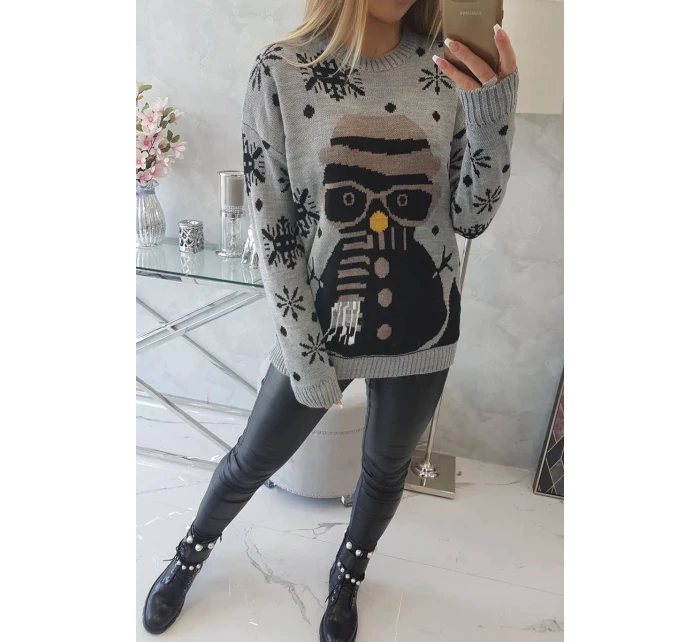 Vianočný sveter so snehuliakom sivý Vianočný sveter so snehuliakom sivý