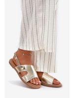 Dámské Ploché Sandály S Dekorativním Detalem model 21697239 Zlaté - VINCEZA