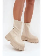 Boty Na Masivní Platformě Eko Kůže Béžové model 21706981 - Boto