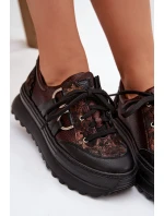 Kožené dámské tenisky na platformě model 21821683 čokoládové - Maciejka