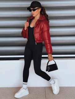 Dámska krátka zimná bunda s kapucňou FashionStreet bordová TY5414