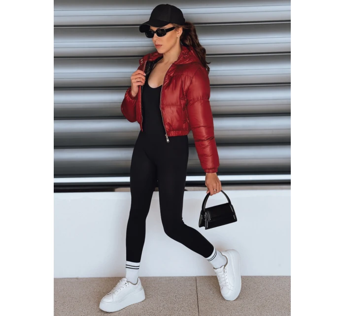 Dámská krátká zimní bunda s kapucí bordó Dstreet model 21994201 - FashionStreet