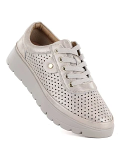 Dámske zlaté ažurové kožené poltopánky Vinceza 79629