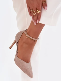 Třpytivé lodičky s páskem šampaňské Joranne