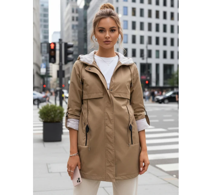 Dámská přechodná bunda parka tmavě béžová Dstreet model 21975196 - FashionStreet