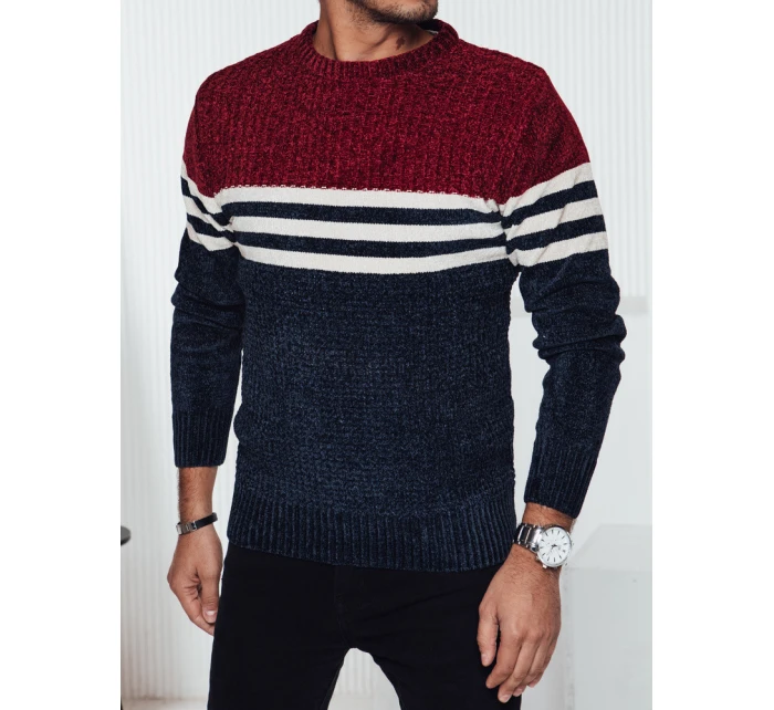 Pánský pruhovaný tmavě modrý svetr Dstreet model 21982373 - FashionStreet