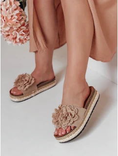 Dámské květinové žabky khaki Dstreet model 21989013 - FashionStreet