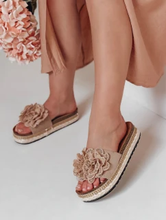Dámske kvetinové žabky KWIATARIS khaki FashionStreet ZY0910