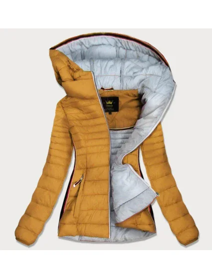 Žlutá dámská prošívaná bunda se vsadkami model 9063236 - Libland