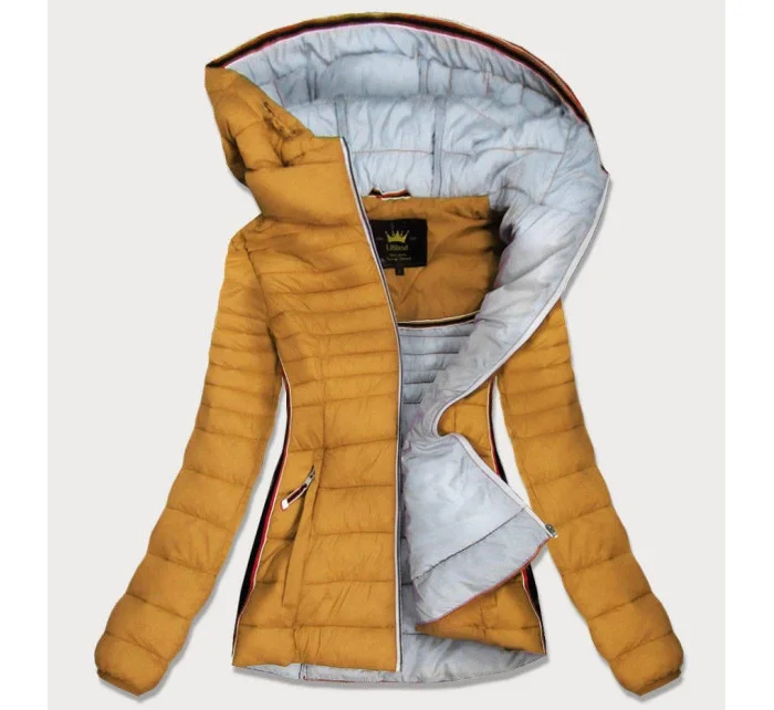 Žlutá dámská prošívaná bunda se vsadkami model 9063236 - Libland