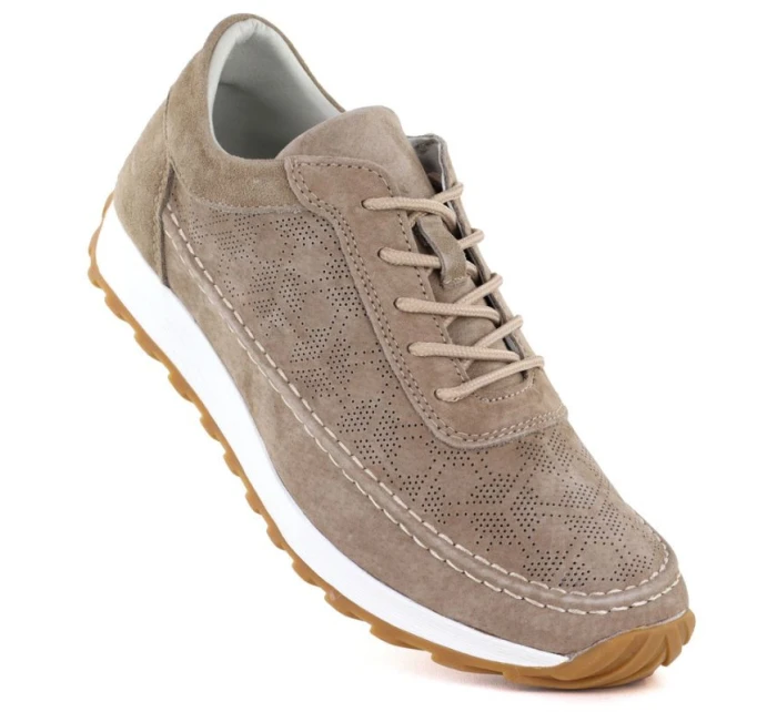 Dámske semišové kožené poltopánky svetlohnedé Sergio Leone SP001